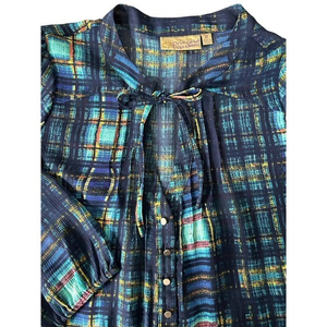 Vera Wang Princess Womens Size Medium Mod Retro Button Up Blouse